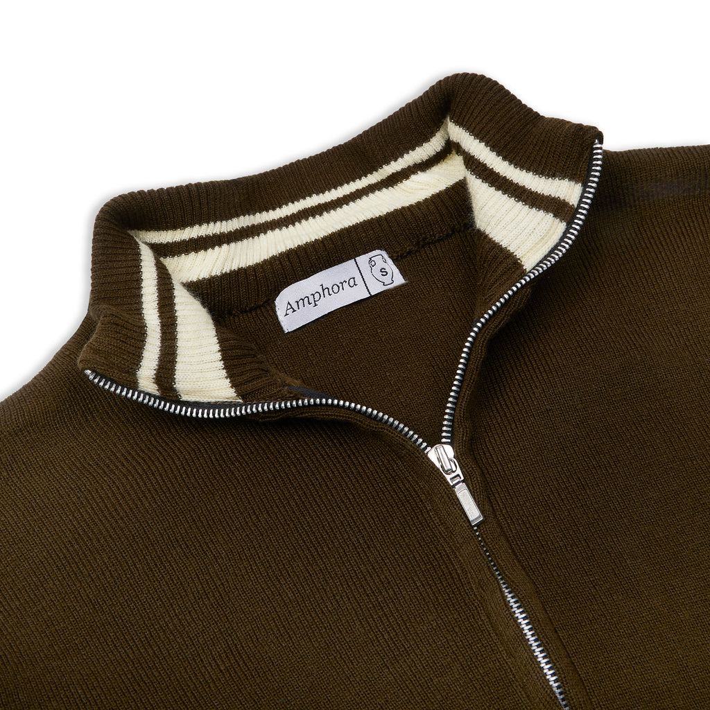 Brown Knitted Zip Up
