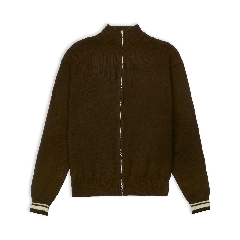 Brown Knitted Zip Up