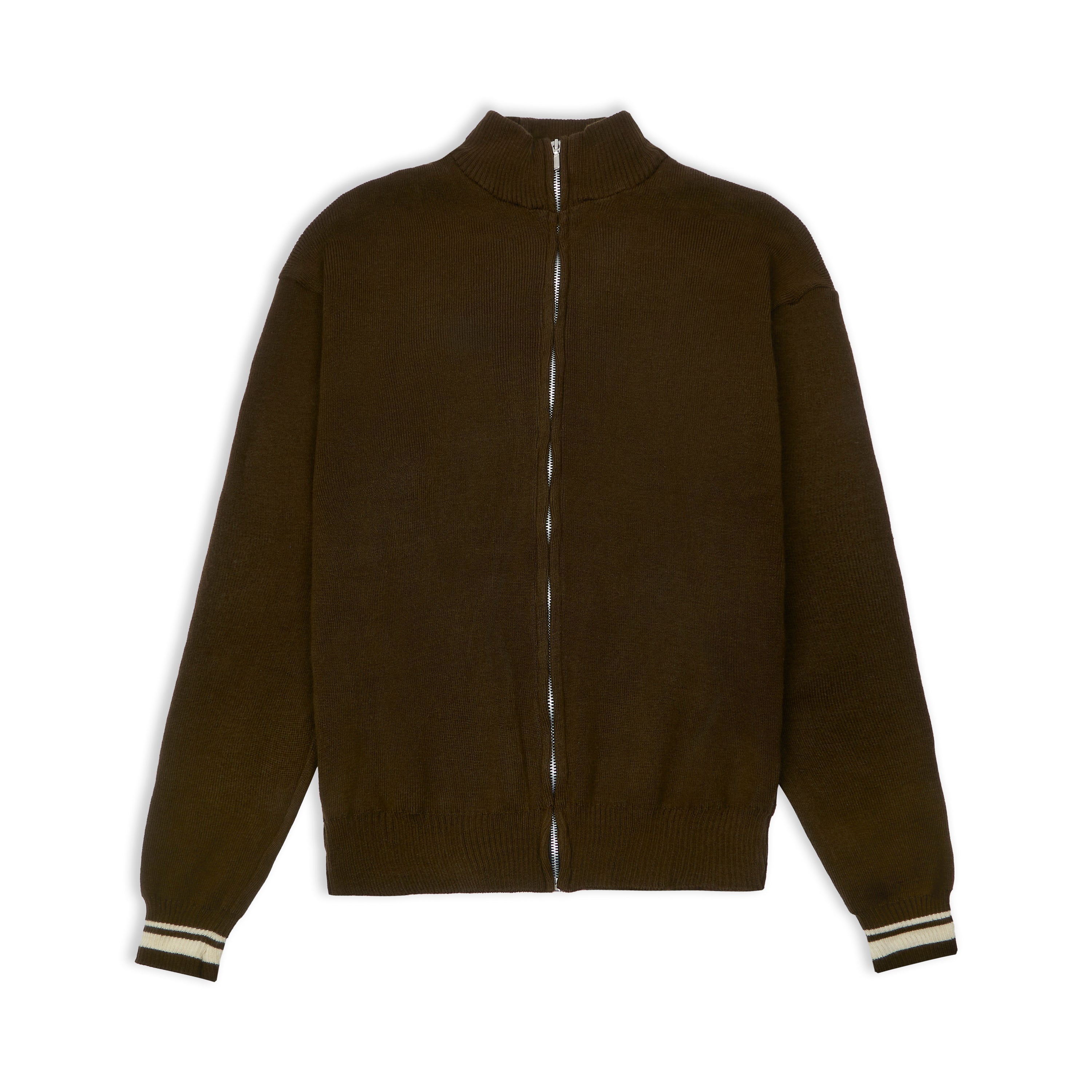 Brown Knitted Zip Up