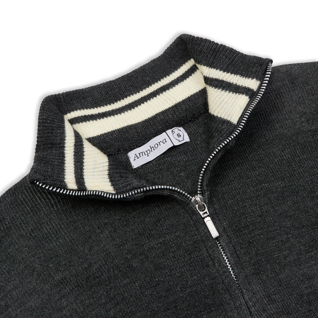 Charcoal Grey Knitted Zip Up