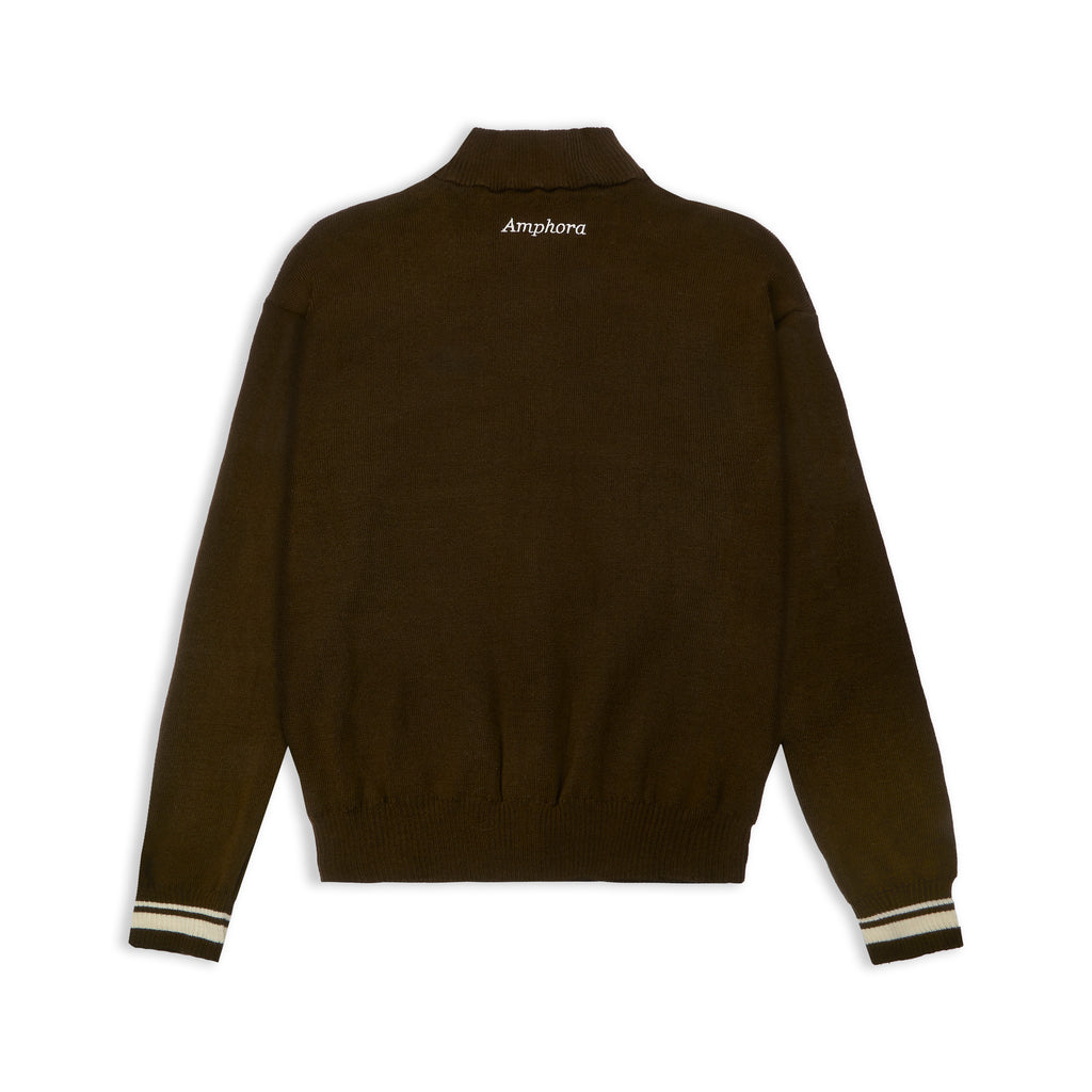 Brown Knitted Zip Up